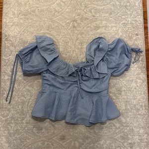 Tularosa periwinke off the shoulder top